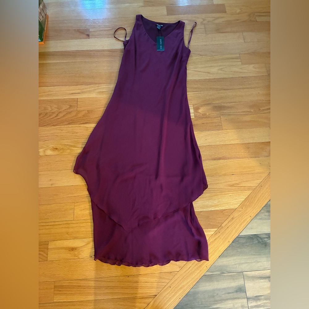 Sleeveless Plum Maxi Slip Dress with Layered Hem